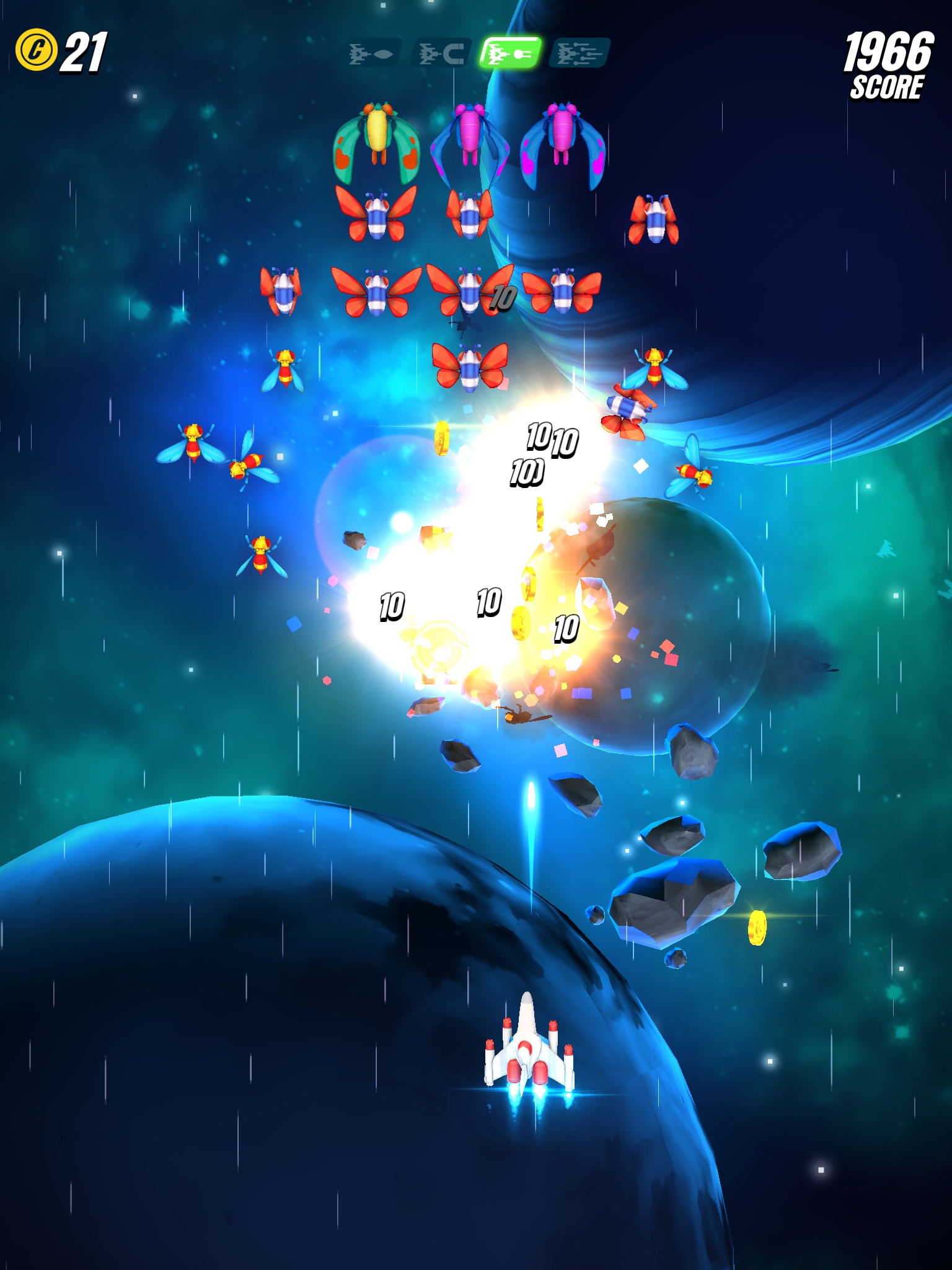 The old-school galaga gameplay was unchanged